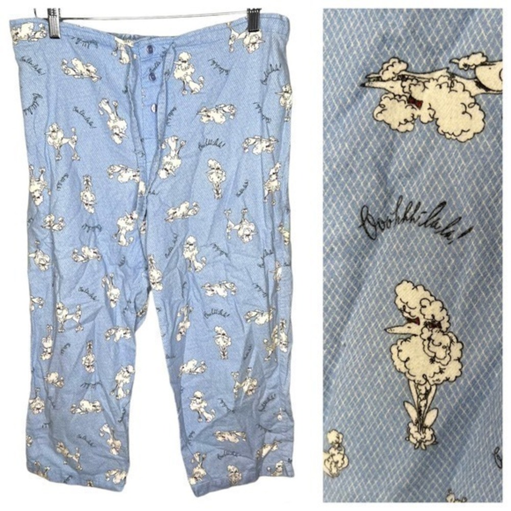 Victoria's Secret blue poodle ooh lala novelty print pajama lounge pants medium